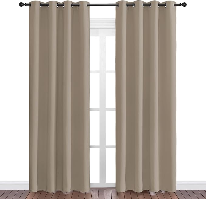 NICETOWN Taupe Blackout Curtains 86" Long, 55" Wide, 2 Pieces for Office, Dining, Guest Room - Sound Reducing, Heat and Cold Block Panels for Modern Decorative