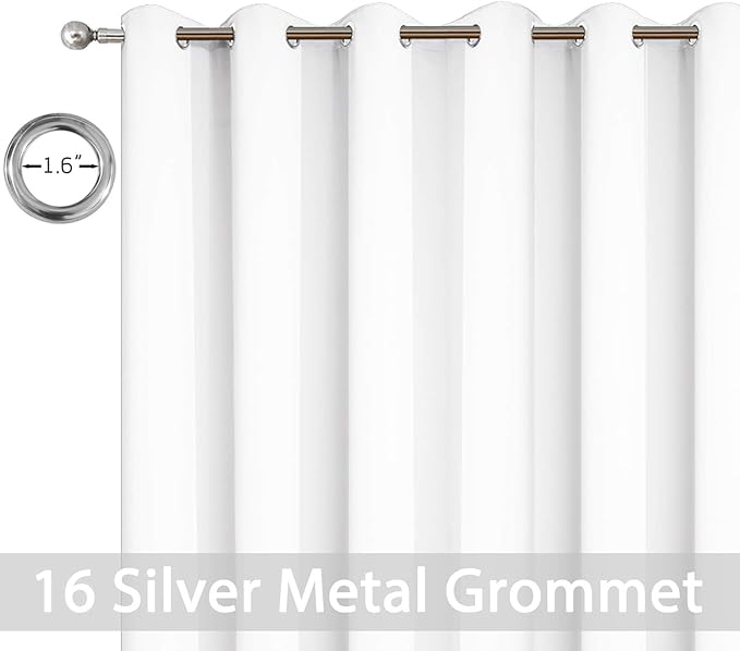 Yakamok Pure White Curtain for Living Room Sliding Glass Door Vertical Blind for Room Darkening Extra Wide Window Drapes Grommet Top Room Divider Panel for Bedroom/Patio 1 PC 100 x 84 Inch