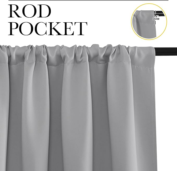 NICETOWN RV Blackout Curtains for Camper Windows, Short Room Darkening Drapes for Kitchen, Home Decoration Thermal Insulated Blackout Blinds for Small Windows (Silver Grey, 2 Panels, W34 x L36)