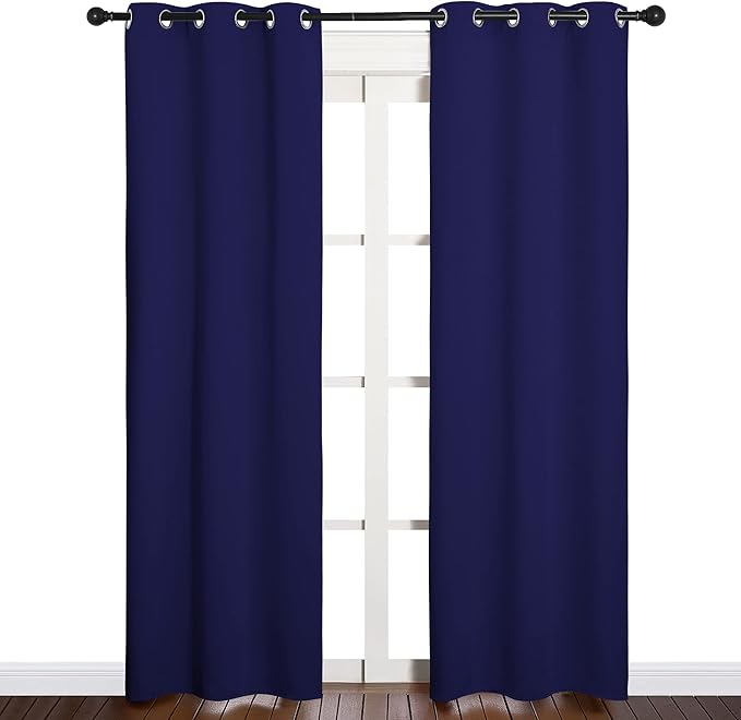 NICETOWN Blackout Curtain Panels, Window Treatment Energy Saving Thermal Insulated Solid Grommet Blackout Drapes/Draperies (Royal Blue, 1 Pair, 34 by 84-inch)