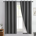 Yakamok 100% Blackout Curtain Panels 63 inches Cold and Light Blocking Drapes for Nursery, 2 Thick Layers Thermal Insulated Draperies (2 Pieces, 50 Wide Each Panel, Charcoal Grey/White Backing)