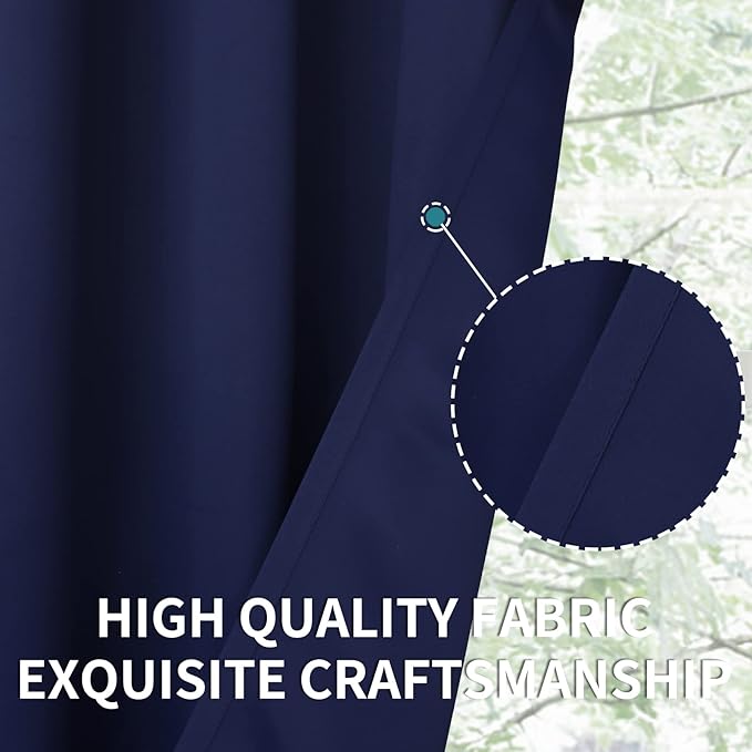 BGment Blackout Curtains for Bedroom - Grommet Thermal Insulated Room Darkening Curtains for Living Room, Set of 2 Panels (52 x 72 Inch, Navy Blue)