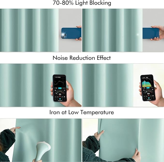 MIULEE Aqua Back Tab Blackout Curtains 102 Inch Long 2 Panels Set for Bedroom, Rod Pocket/Pinch Pleated Thermal Insulated Living Room Darkening Light Blocking Floor to Ceiling Drapes