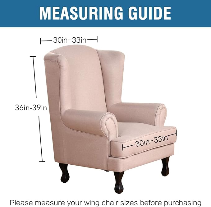 H.VERSAILTEX Wingback Chair Covers Velvet Plush Wing Chair Slipcover 1 Piece High Stretch Wing Back Chair Slipcovers Sofa Cover Furniture Cover with Elastic Bottom, Camel