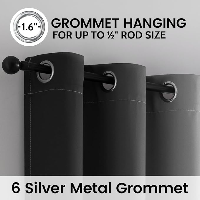 SimpleHome Ombre 100% Blackout Curtains for Bedroom, Full Light Blocking Black and Greyish White Curtains, Thermal Insulated Grommet Window Drapes for Living Room,2 Panels, 42x63 inches Length