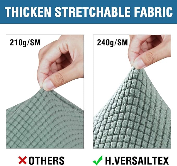 H.VERSAILTEX 3 Piece Stretch Sofa Covers for 2 Cushion Loveseat Couch Covers for Living Room Sofa Slipcovers (Base Cover Plus 2 Seat Cushion Covers) Thicker Jacquard Fabric(Medium Sofa, Sage)