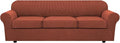H.VERSAILTEX 4 Piece Stretch Sofa Covers for 3 Cushion Couch Covers Furniture Slipcovers for Living Room (1 Base Cover Plus 3 Seat Cushion Covers) Thicker Jacquard Fabric Cover (XL Sofa, Rust)