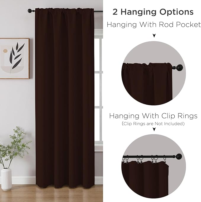 CUCRAF Chocolate Blackout Curtains Customize, Rod Pocket Room Darkening Curtain for Bedroom Living Room, Thermal Insulated Window Drapes 1 Panel (Custom Size, Color)