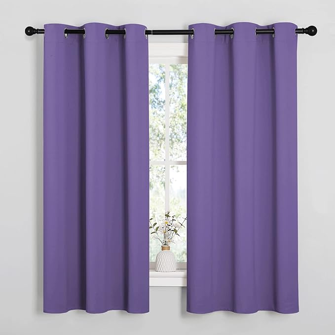 NICETOWN Room Darkening Curtains for Kitchen, Lilac Purple, Set of 2, 42 inches Wide by 50 inches Long, Window Treatment Thermal Insulated Solid Grommet Room Darkening Curtains/Drapes for Bedroom
