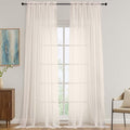 OVZME Sheer Cream Curtains 108 Inches Long 2 Panels Set, 59 Inch Extra Wide Lightweight Airy Cream Sheer Curtain for Living Room Bedroom, Filmy Voile Rod Pocket, 59Wx108L Inches