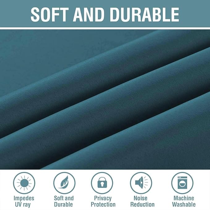 H.VERSAILTEX Blackout Curtain for Living Room Thermal Insulated Window Treatment Curtain Extra Long 63 inch Length Energy Saving Solid Grommet Top Blackout Drape, One Panel, Dark Teal, 52" W x 63" L