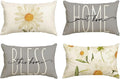 AVOIN colorlife Home Sweet Home Spring Summer Flowers Throw Pillow Covers, 12 x 20 Inch Grey Cushion Case for Sofa Couch Set of 4
