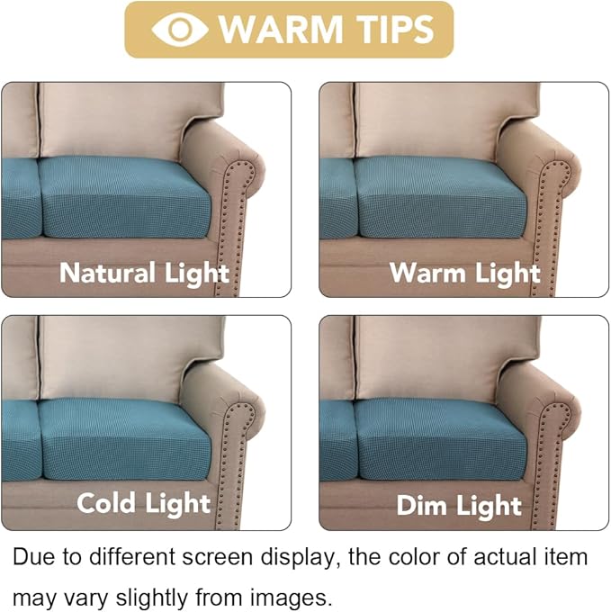 H.VERSAILTEX Super Stretch Individual Seat Cushion Covers Sofa Covers Couch Cushion Covers Slipcover Sets Thick Jacquard Textured Twill Fabric (2 Piece Large Sofa Cushion Covers, Storm Blue)