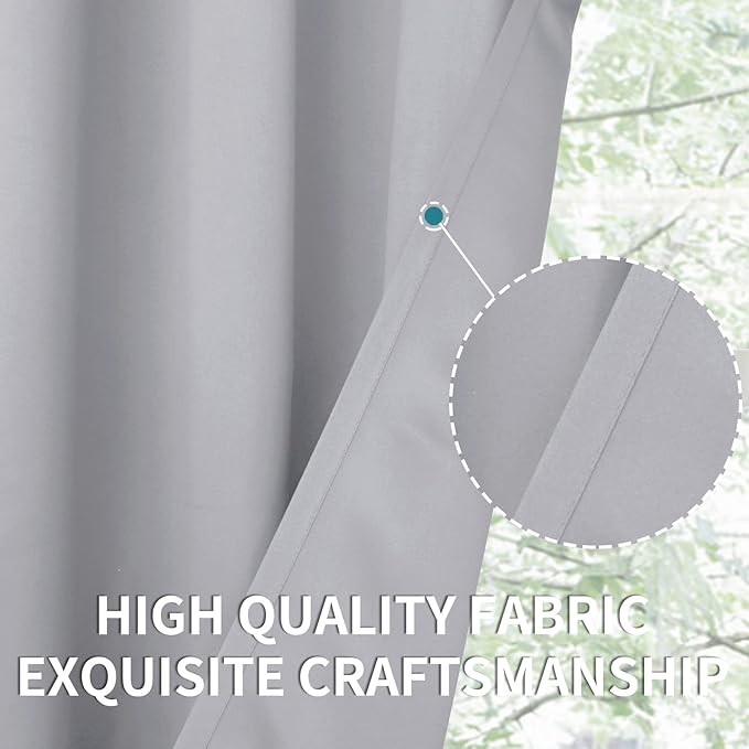 BGment Room Darkening Curtains 120 Inches Long - Grommet Thermal Insulated Drapes Window Treatment Curtains for Bedroom, 2 Panels, 52 x 120 Inch, Light Grey