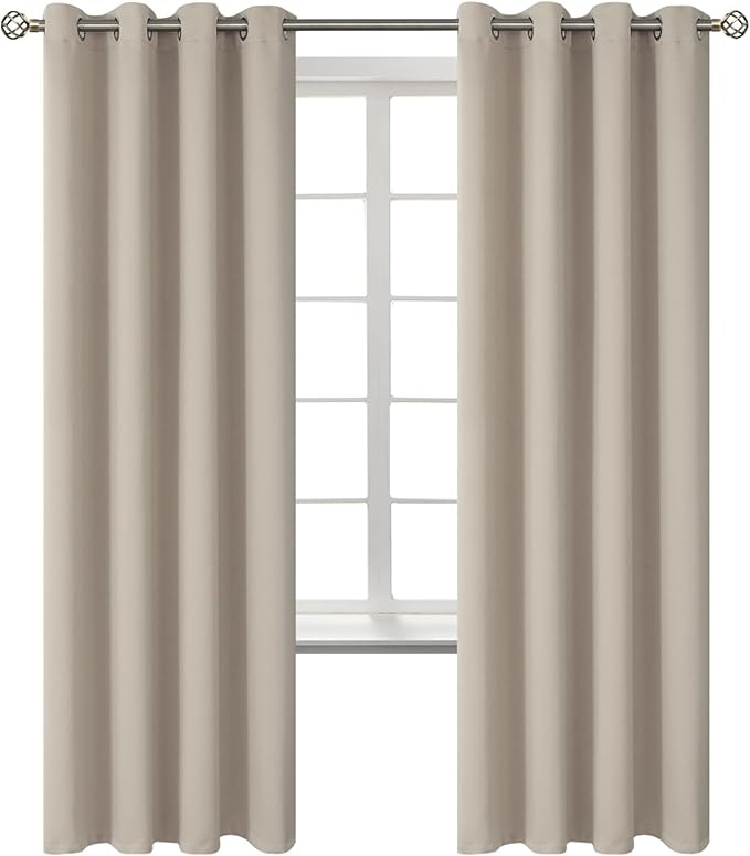BGment Room Darkening Curtains 72 Inches Long - Grommet Thermal Insulated Drapes Window Treatment Curtains for Bedroom, 2 Panels, 52 x 72 Inch, Camel