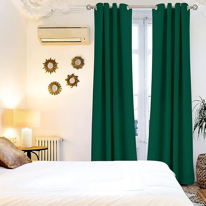 BGment Green Blackout Curtains 84 Inch Length 2 Panels Set, Grommet Thermal Insulated Room Darkening Curtains for Bedroom, Each 46 x 84 Inch