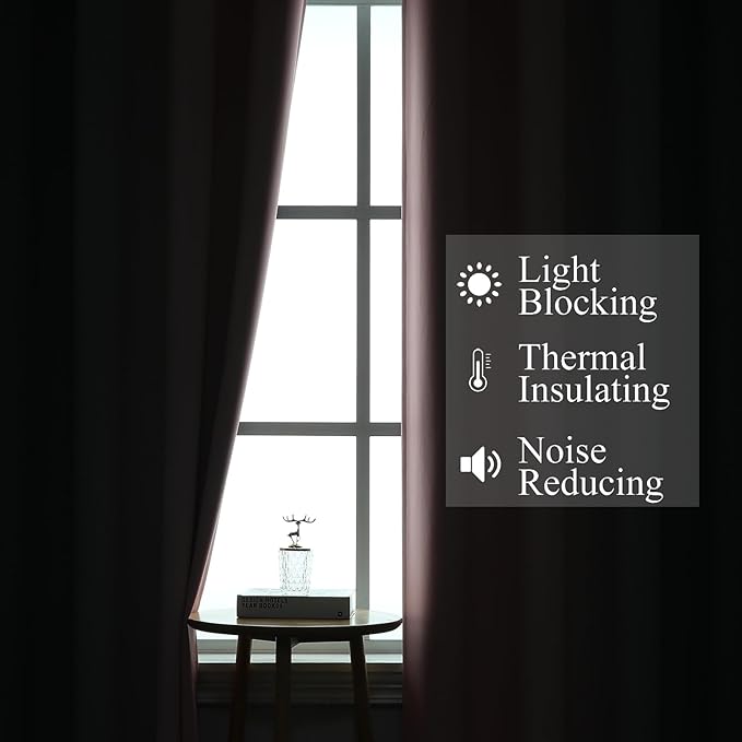 Estelar Textiler Grey and Pink Ombre Short Blackout Curtains 36 Inch Long, Thermal Insulated Grommet Small Half Window Drapes for Cafe/Basement/RV Camper/Kitchen, 52Wx36L, 2 Panels