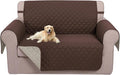 U-NICE HOME Loveseat Sofa Cover Reversible Couch Covers for 2 Cushion Couch for Dogs Friendly Furniture Protector with Elastic Straps Water Resistant (Loveseat Small, Coffee/Beige)