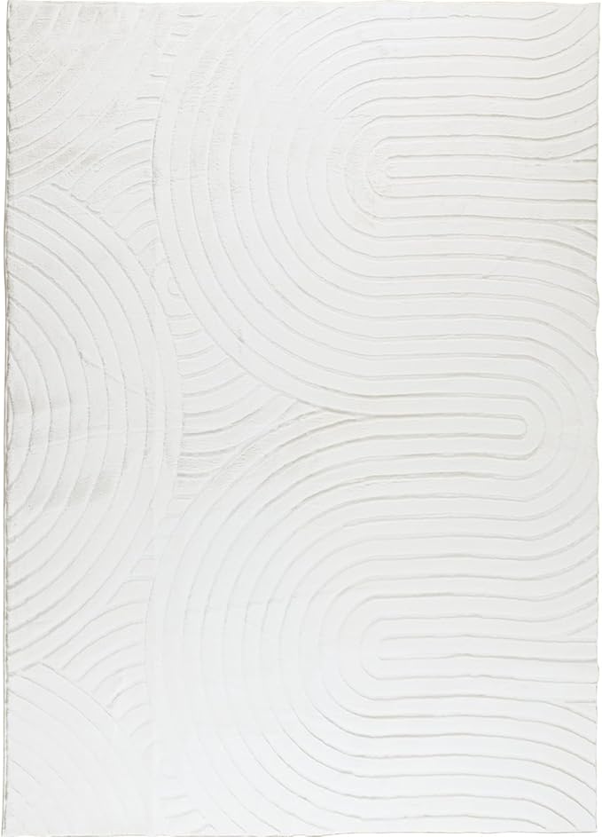 Washable Area Rugs 5x7 Rugs for Living Room Cream Faux Rabbit Fur Rug for Bedroom Faux Sheepskin Rug Teen Room Home Décor (Cream, 5x7)…