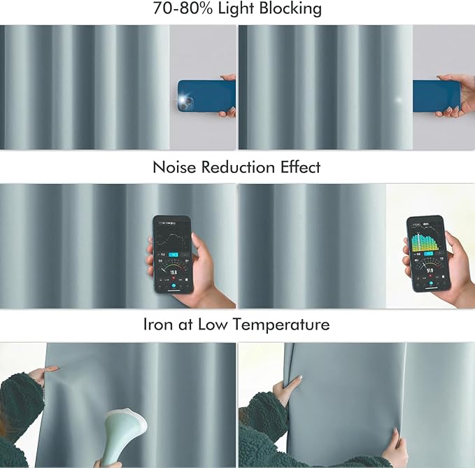 MIULEE Slate Blue Back Tab Blackout Curtains 84 Inch Length 2 Panels Set for Living Room Bedroom Privacy, Rod Pocket/Pinch Pleat Thermal Insulated Room Darkening Pleated Light Blocking Drapes