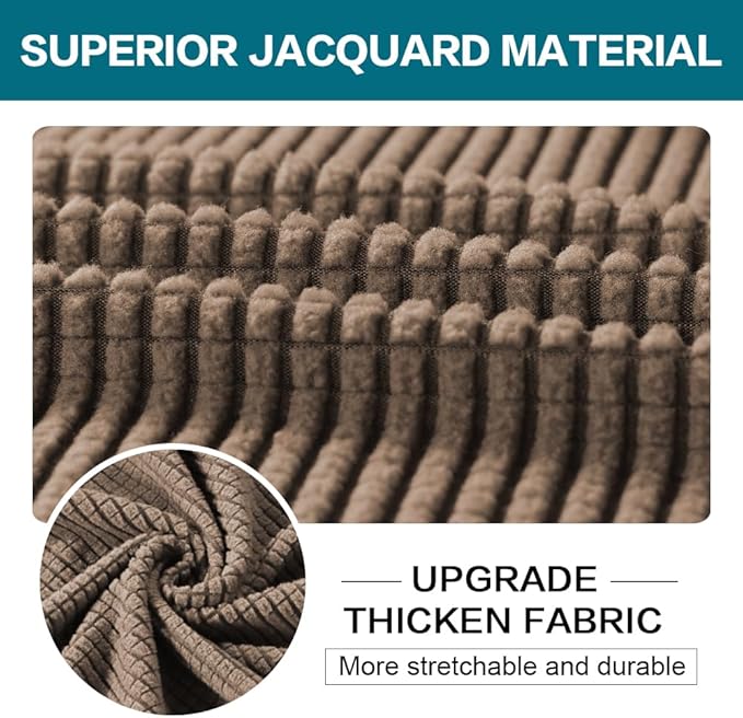 Turquoize 3 Piece Sofa Covers for 2 Cushion Couch Sofa Slipcover Soft Couch Cover for Dogs-Washable Sofa Furniture Cover with 2 Individual Cushion Covers, Feature Fabric (2 Cushion Sofa, Macchiato)