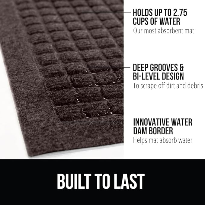 GORILLA GRIP® Ultra Absorbent Front Door Mat Outside Entrance 72x24, Traps Dirt and Moisture, HydroABSORB Indoor Outdoor Doormat Holds Up to 2.75 Cups Water, Stain & Fade Resistant Welcome Mat Coffee
