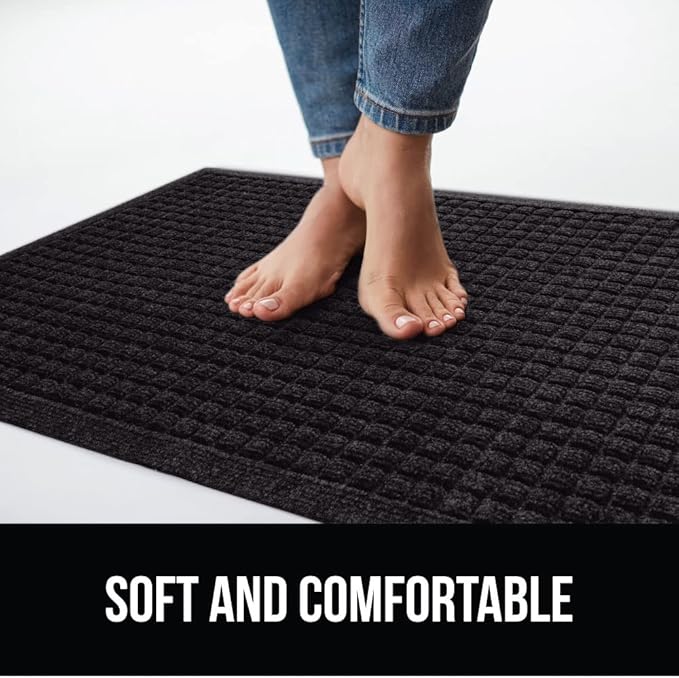 GORILLA GRIP® Ultra Absorbent Front Door Mat Outside Entrance, 47x35, Traps Dirt and Moisture, HydroABSORB Indoor Outdoor Doormat Holds Up to 6 Cups Water, Stain and Fade Resistant Welcome Mat, Black
