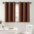 MIULEE Short Curtains for Windows - Mocha Brown Blackout Half Window Curtains Thermal Insulated Privacy Drapes for Kitchen Bedroom Bathroom Grommet Top Small Basement Tiers W40 x L36 Inch 2 Panels