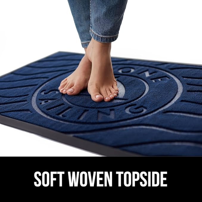 GORILLA GRIP 100% Waterproof All-Season WeatherMAX Doormat US Designed Natural Rubber, Stain and Fade Resistant, Low Profile Indoor Outdoor Door Mats, Easy Clean Patio Mat, 29x17, Blue Sailing