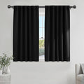 PONY DANCE Nursery Blackout Curtains - Thermal Insulated Panels Set Window Hidden Tab/Rod Pocket Light Blocking Curtain Drapes for Bedroom, 42-inch Wide by 54-inch Long, Black, 2 Pieces