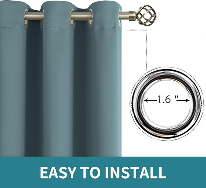 BGment Room Darkening Curtains 72 Inches Long - Grommet Thermal Insulated Drapes Window Treatment Curtains for Bedroom, 2 Panels, 42 x 72 Inch, Stone Blue