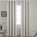 Yakamok Blackout Curtains Room Darkening Thermal Insulated Window Panels,Solid Grommet Top Drapes for Bedroom/Living Room(52Wx90L, Light Beige, 2 Panels)