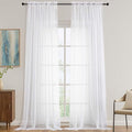 OVZME White Sheer Curtains 108 Inches Long 2 Panels Set, Extra Wide Solid Lightweight & Airy Gauzy Window Treatments with Light Filtering for Patio Sliding Door, 59Wx108L Inches