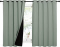NICETOWN Greyish Green 100% Blackout Lined Curtains, 2 Thick Layers Completely Blackout Window Treatment Thermal Insulated Drapes for Kitchen/Bedroom (1 Pair, 62" Width x 63" Length Each Panel)