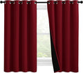 NICETOWN Kitchen Full Blackout Curtain Panels, Super Thick and Soft Insulated Window Covers, 100% Blackout Draperies with Black Backing for Cafe Window (Burgundy Red, Set of 2 PCs, 55 by 57-inch)