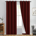 Yakamok 100% Blackout Curtain Panels 84 inches Cold and Light Blocking Drapes for Nursery, 2 Thick Layers Thermal Insulated Draperies (2 Pieces, 50 inch Width, Burgundy Red/White Backing)