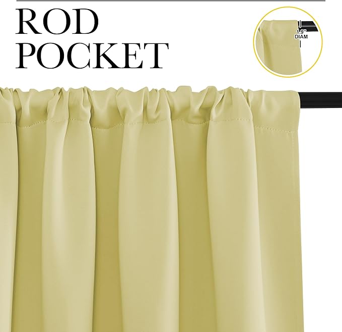 NICETOWN Blackout Curtains for Living Curtains, Paler Yellow, 2 Panels, 42 by 84, Room Darkening Window Curtain Panels, Easy-Care Solid Thermal Insulated Draperies/Drapes for Daughter Room