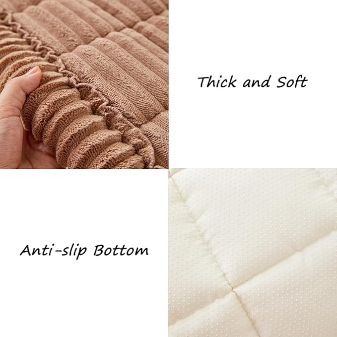 Couch Cover for Dogs Washable, Fuzzy Pet Couch Covers for 3 Cushion Sofa Pet Friendly, Non Slip Sofa Cover (Dark Brown, 23.6" x 47"/60 x 120cm)