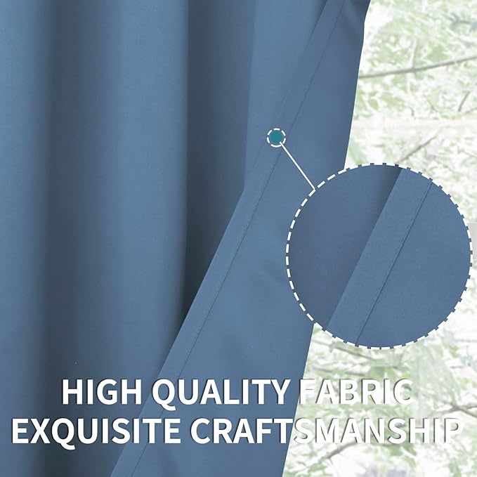 BGment Blackout Curtains for Bedroom - Grommet Thermal Insulated Room Darkening Curtains for Living Room, Set of 2 Panels (38 x 54 Inch, Faded Denim)