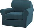 Turquoize 2 Piece Chair Covers Chair Slipcovers for Living Room Armchair Couch Cover Chair Sofa Cover with Individual Cushion Covers Furniture Cover for Chairs Feature Thick Fabric (Chair, Deep Teal)