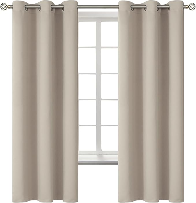 BGment Camel Room Darkening Curtains 63 Inches Long - Grommet Thermal Insulated Drapes Window Treatment Curtains for Bedroom, 2 Panels, 42 x 63 Inch
