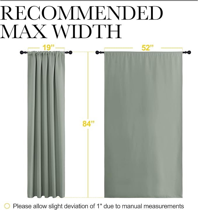 NICETOWN Window Curtains Blackout Drapes - Thermal Insulated Solid Rod Pocket Blackout Curtains/Draperies for Living Room (Sage Green, One Pair, 52 by 84-Inch)