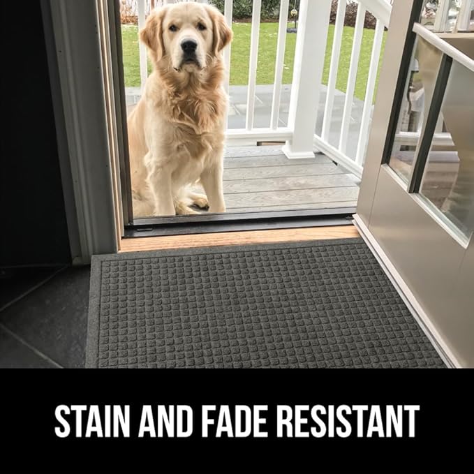 GORILLA GRIP® Ultra Absorbent Front Door Mat Outside Entrance, 47x35, Traps Dirt and Moisture, HydroABSORB Indoor Outdoor Doormat Holds Up to 6 Cups Water, Stain and Fade Resistant Welcome Mat, Grey