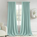 MIULEE Aqua Back Tab Blackout Curtains 108 Inch Long 2 Panels Set for Bedroom, Rod Pocket/Pinch Pleat Extra Long Thermal Insulated Living Room Darkening Pleated Light Blocking Drapes