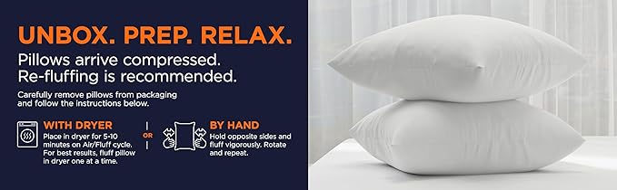 Amazon Basics Square Hypoallergenic Pillow Insert, Sofa Bed Couch Decorative Stuffer, 26", 2 Pack