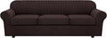 H.VERSAILTEX 4 Piece Stretch Sofa Covers for 3 Cushion Couch Covers for Living Room Furniture Slipcovers (Base Cover Plus 3 Seat Cushion Covers) Upgraded Thicker Jacquard Fabric (XL Sofa, Chocolate)