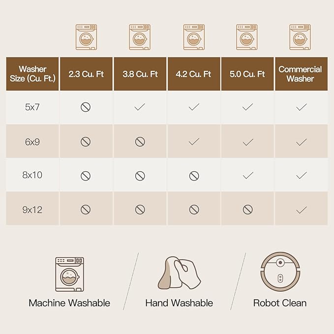 Lofus 9x12 Area Rug for Living Room,Brown Washable Large Rugs with Non-Slip Backing,Soft Neutral Carpets for Bedroom Dining Room Home Office Indoor Nursery