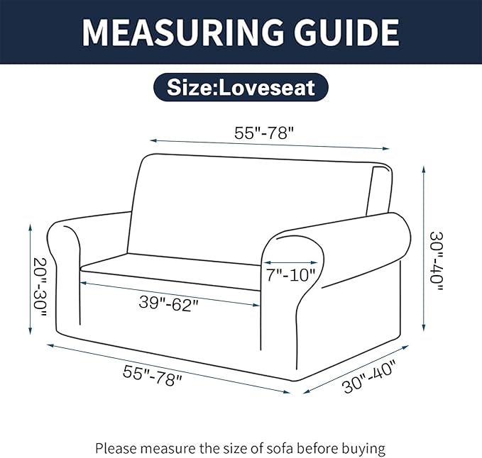 Cupuamon 2026 New Stretch Loveseat Sofa Slipcovers Couch Cover for 2 Cushion Furniture Protector Sofa Covers with Elastic Bottom Jacquard Fabric Small Checks for Pets, Kids - Riverside