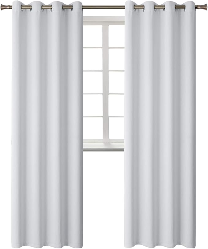 BGment Blackout Curtains - Grommet Thermal Insulated Room Darkening Bedroom and Living Room Curtains, Set of 2 Panels (52 x 120 Inch, Greyish White)