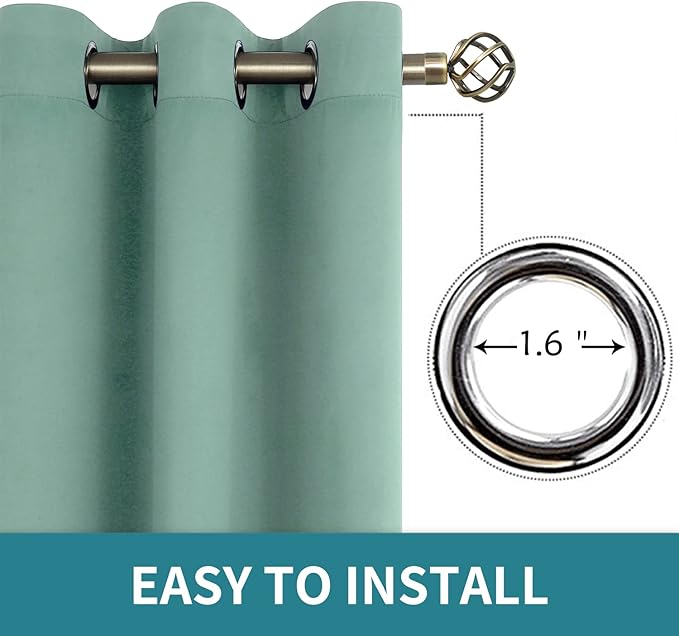 BGment Blackout Curtains - Grommet Thermal Insulated Room Darkening Bedroom and Living Room Curtains, Set of 2 Panels (52 x 84 Inch, Frosty Green)